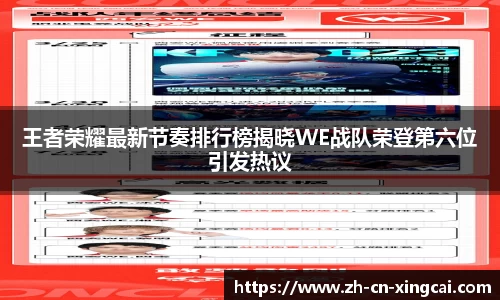 王者荣耀最新节奏排行榜揭晓WE战队荣登第六位引发热议